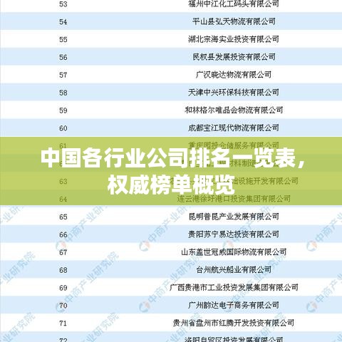 中國各行業(yè)公司排名一覽表，權(quán)威榜單概覽