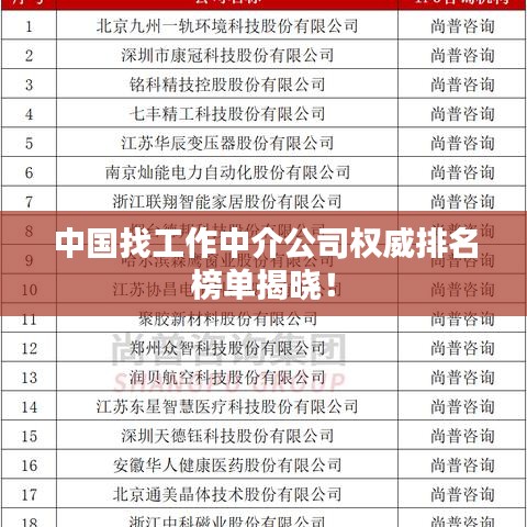 中國(guó)找工作中介公司權(quán)威排名榜單揭曉！